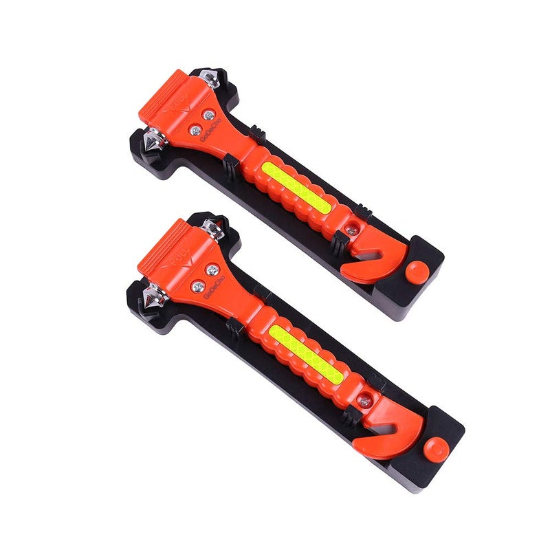 GoDeCho 2 PCS Go DeCho Car Safety Hammer Emergency Escape Tool with Seat Belt Cutter and Vehicle Window Glass Breaker with Light Reflective Tape - Image 1